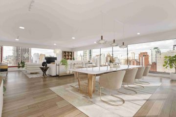 Vista panorâmica de um apartamento de luxo em São Paulo, destacando design sofisticado e exclusividade.